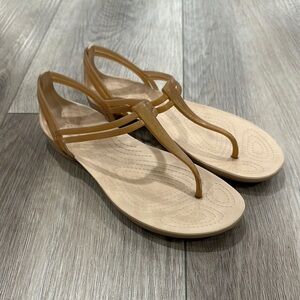 Women's Crocs Isabella T-Strap Bronze Sandals